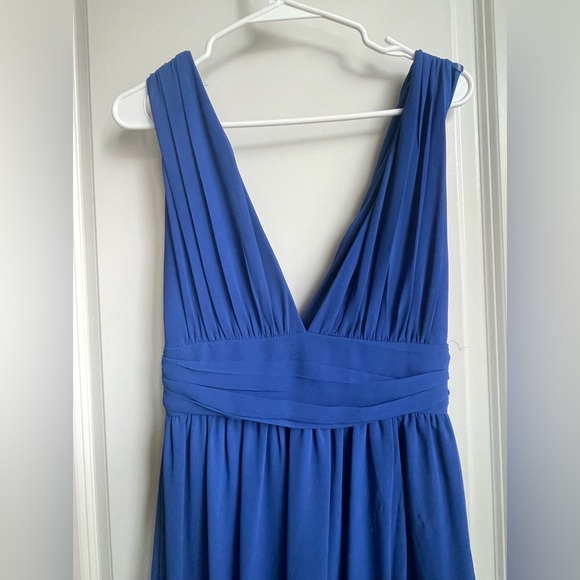 Like New Lulus Royal Blue Heavenly Hues Maxi Dress Deep V-neck Slit Size Small - Picture 3 of 6